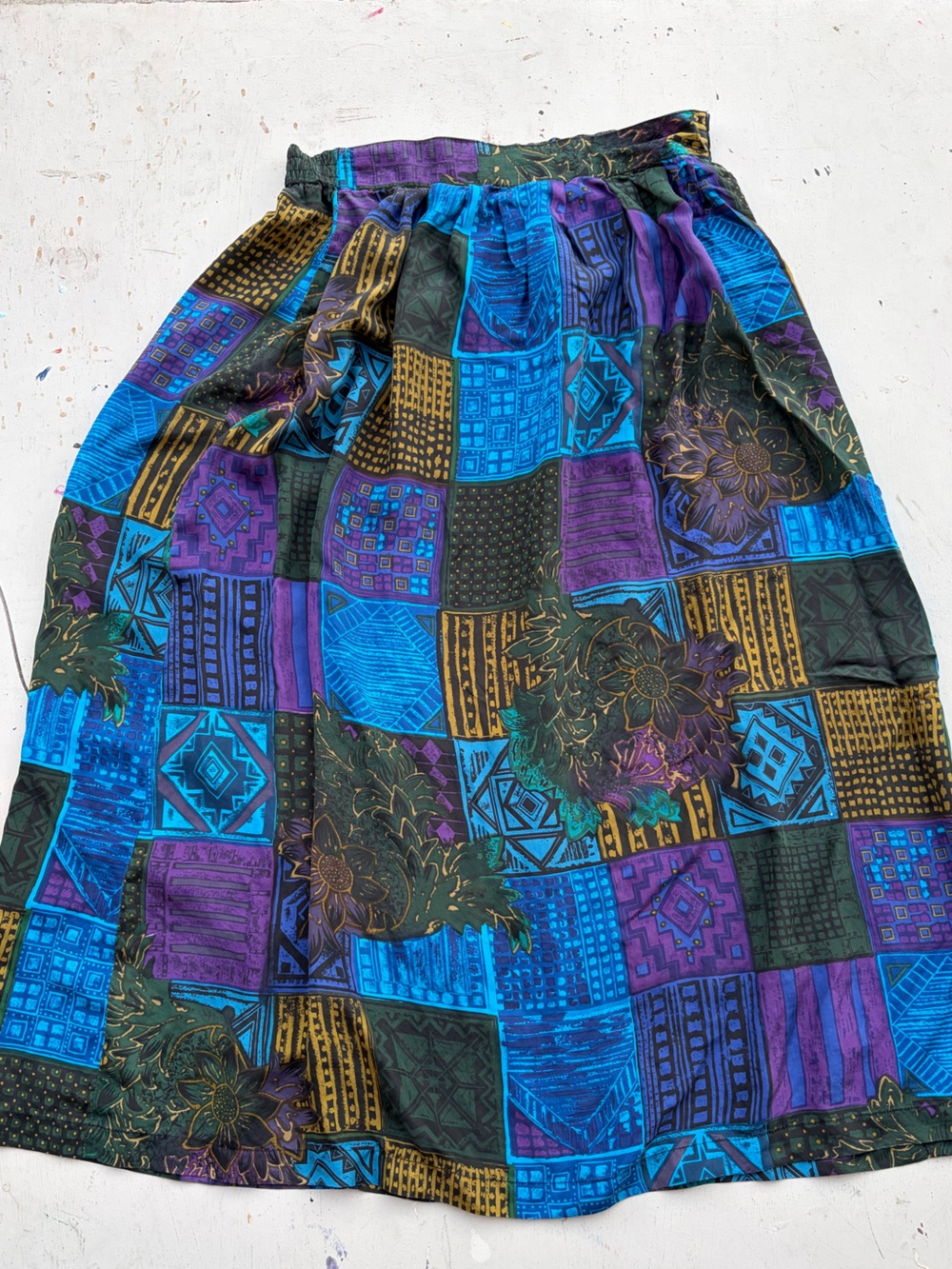 Women's Options Skirt Vintage Multicolor S BOHO Hippie Fairy Silk Flowy Festival